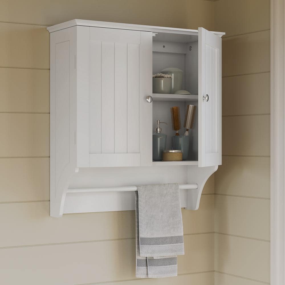RiverRidge Home Ashland 23.8 in. W x 25.4 in. H x 8.86 in. D Bathroom Storage Wall Cabinet and Laundry Medicine Cabinet in White (1)