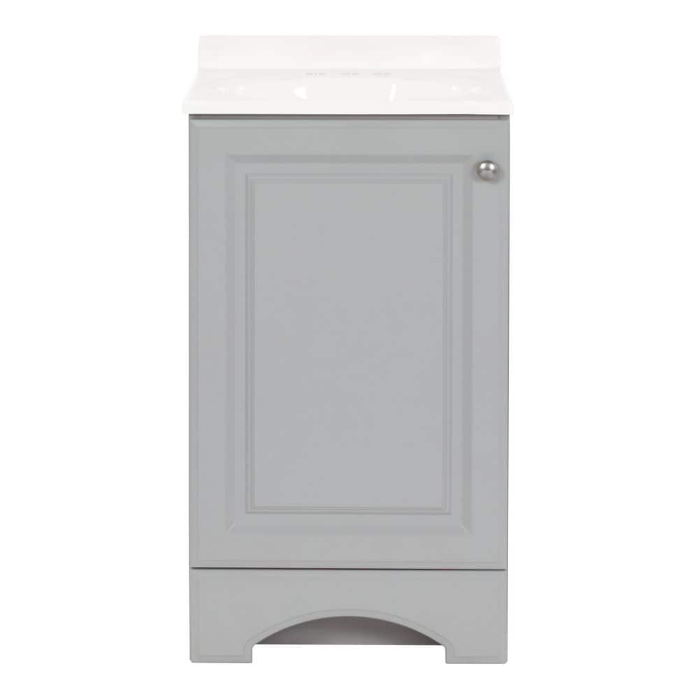Glacier Bay 19 in. Single Sink Pearl Gray Freestanding Bath Vanity with White Cultured Marble Top (Assembled) (3)
