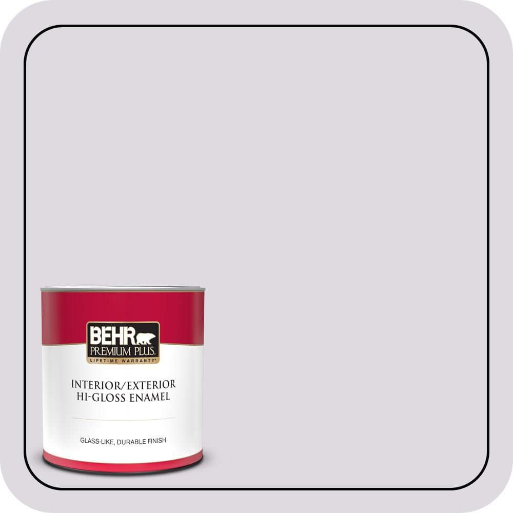 BEHR PREMIUM PLUS 1 qt. #PR-W01 Mystical Mist Hi-Gloss Enamel Interior/Exterior Paint & Primer