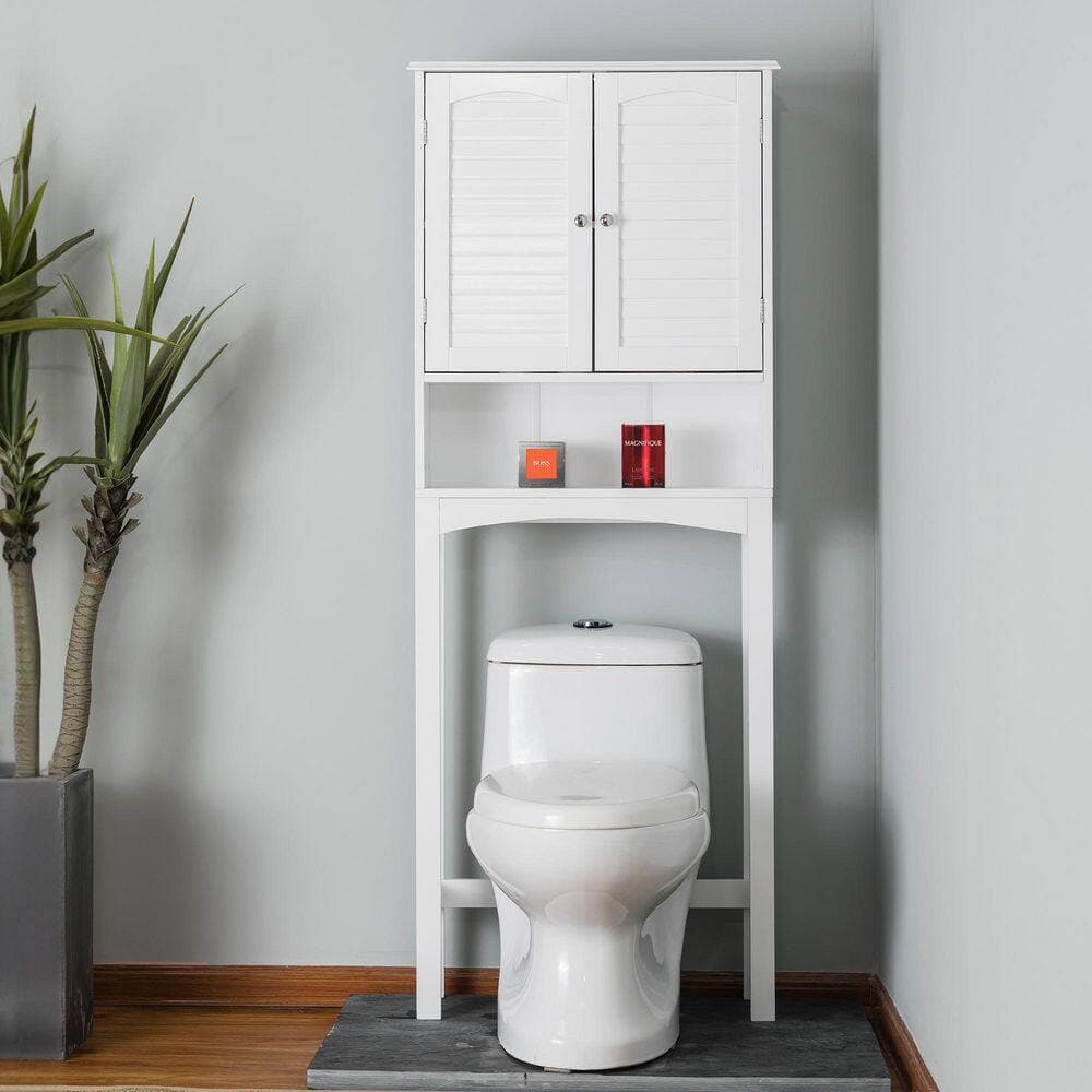 Teamson Home Sierra 25 in. W x 64 in. H x 8 in. D White Over-the-Toilet Storage (2)