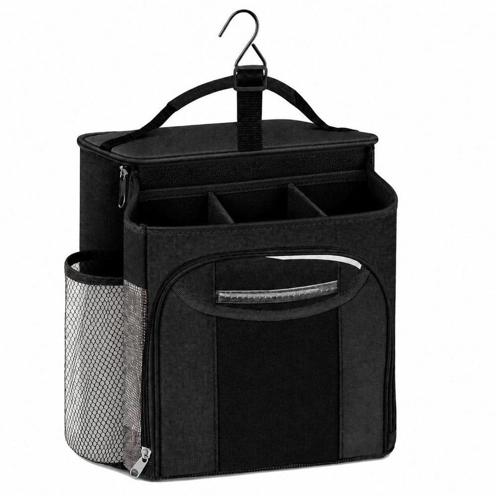 Unbranded Black Mesh Hanging Shower Caddy Bag Portable Quick Dry Organizer with Phone Pocket for Dorm and Travel (1)