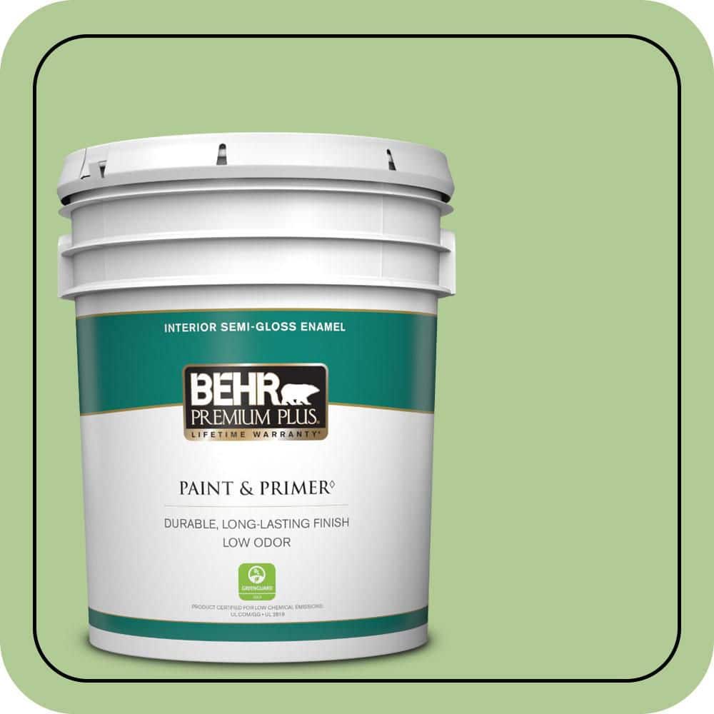 BEHR PREMIUM PLUS 5 gal. #430D-4 Garden Spot Semi-Gloss Enamel Low Odor Interior Paint & Primer