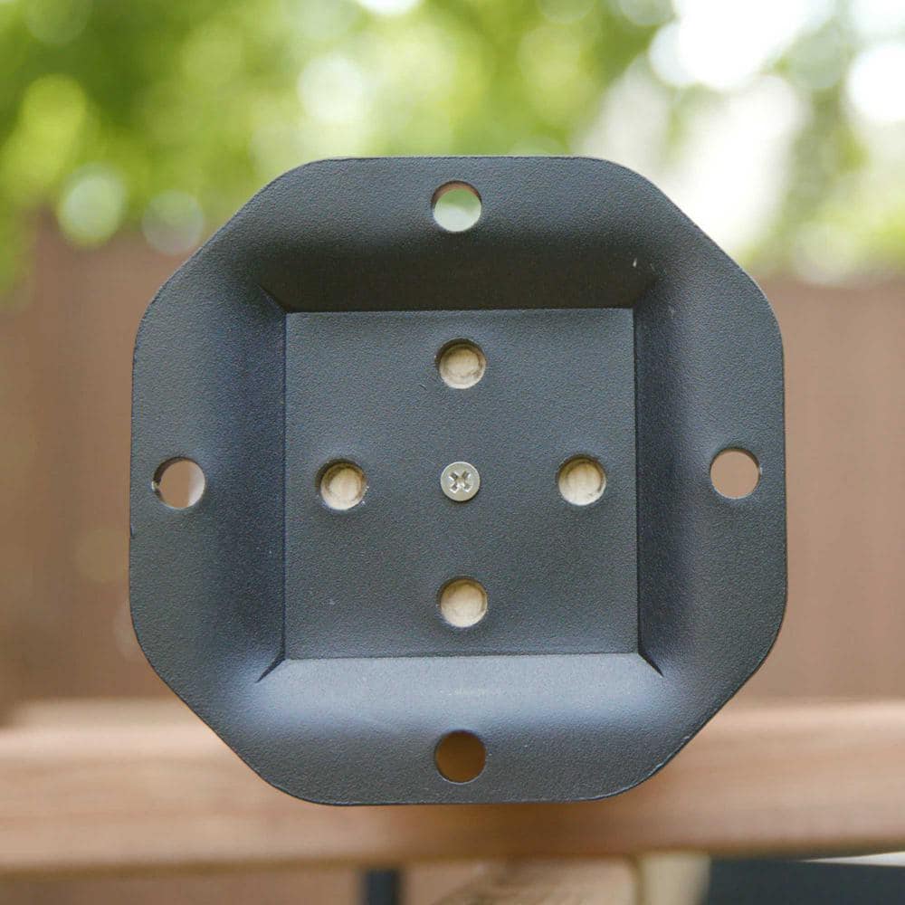 NUVO IRON 4 in. x 4 in. Powder Coated Black Heavy-Duty Post Cap Steel Plate Connector for Wood Post (3)
