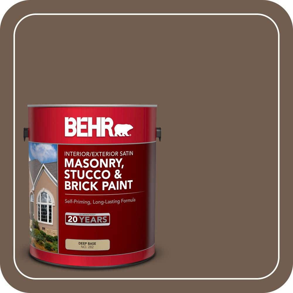 BEHR 1 gal. #PPF-52 Rich Brown Satin Interior/Exterior Masonry, Stucco and Brick Paint