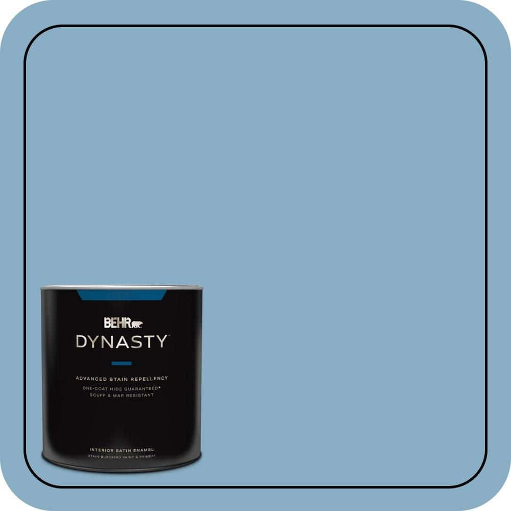 BEHR DYNASTY 1 qt. #S500-4 Chilly Blue One-Coat Hide Satin Enamel Interior Stain-Blocking Paint and Primer