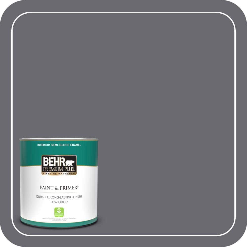 BEHR PREMIUM PLUS 1 qt. #T16-15 Charcoal Plum Semi-Gloss Enamel Low Odor Interior Paint & Primer