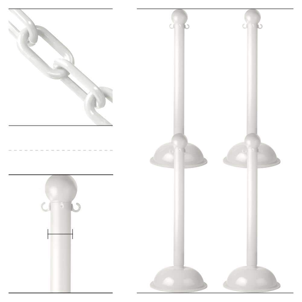 Mr. Chain White Heavy Duty Stanchion & Chain Kit