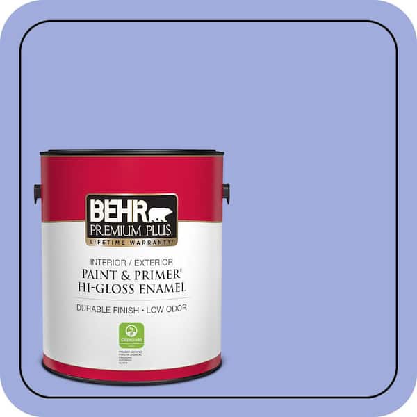 BEHR PREMIUM PLUS 1 gal. #P540-4 Lavender Sky Hi-Gloss Enamel Interior/Exterior Paint & Primer (2)