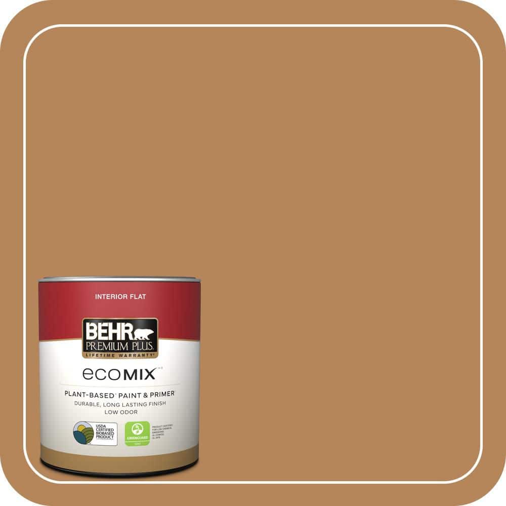 BEHR PREMIUM PLUS 1 qt. #S270-6 Almond Brittle Flat EcoMix Plant-Based Interior Paint & Primer (1)