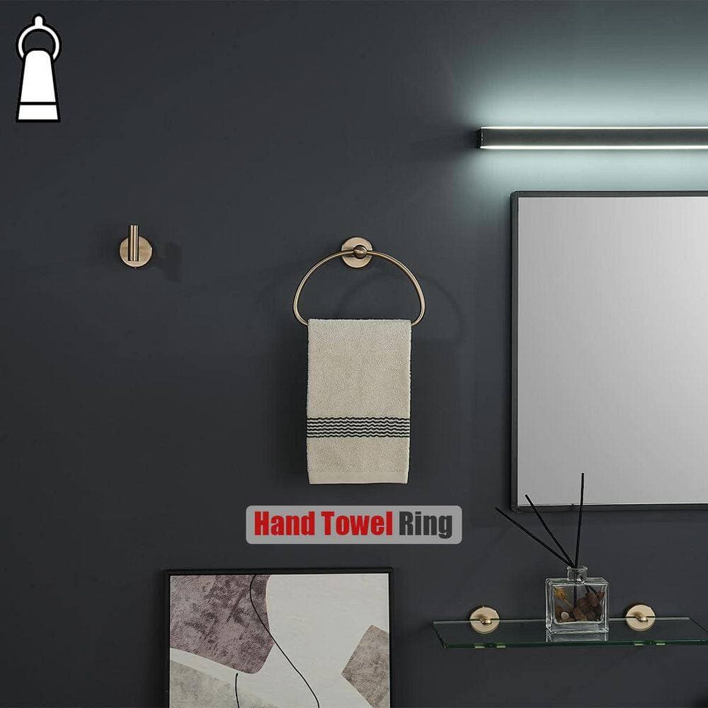 KHKFY 5-Piece Bathroom Hardware Set Champagne Bronze with 24 Inch Towel Bar, Towel Ring and Paper Holder (2)