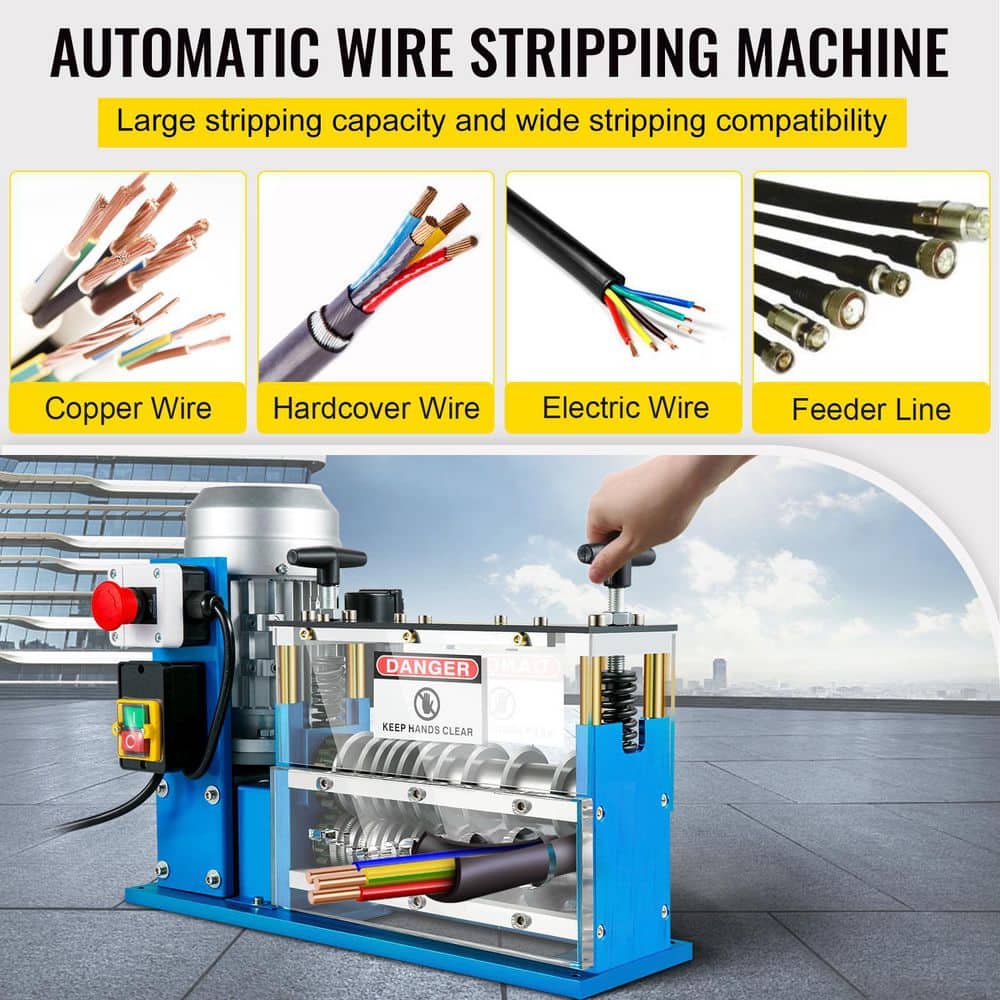 VEVOR Electric Cable Stripping Machine 370-Watt 0.06 in. to 0.15 in. Automatic Wire Stripper with 11 Channels 10 Blades (3)