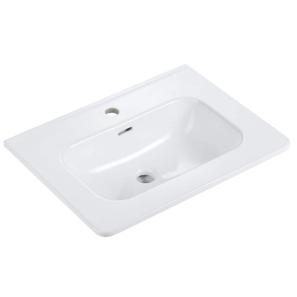 Boyel Living 29.92 in. W 18.3 in. D Ceramic Vanity Top with Basin (Cabinet, Faucet and Drain are Not Included)