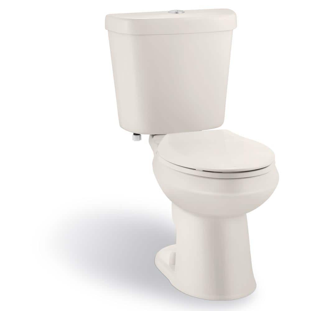 Glacier Bay 12 in. Rough In Two-Piece 1.1 GPF/1.6 GPF Dual Flush Elongated Toilet in Biscuit, Seat Included