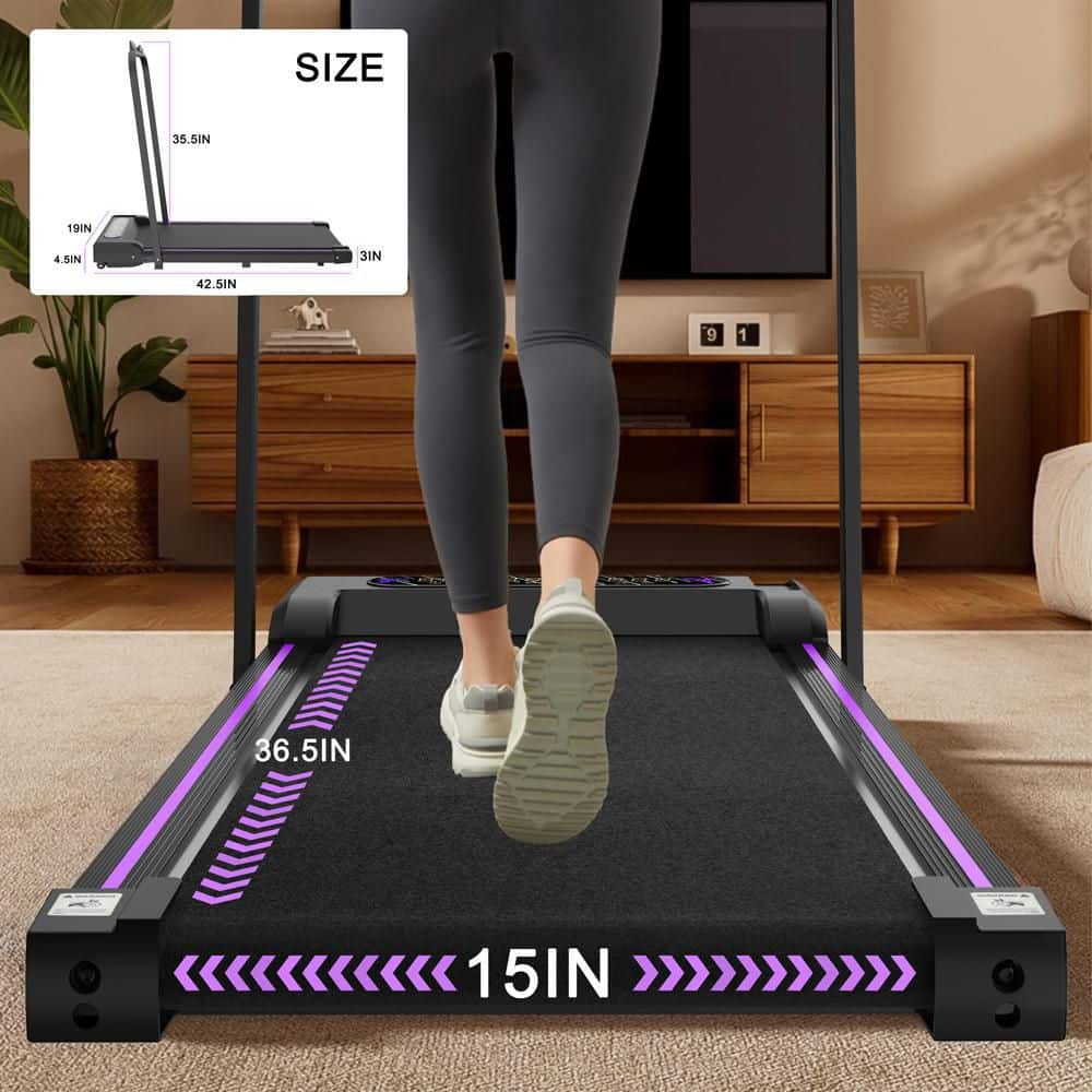 Tidoin 2.5 HP Black Metal Portable 2-in-1 Under Desk Electric Treadmill with LED Display and Remote Control (2)