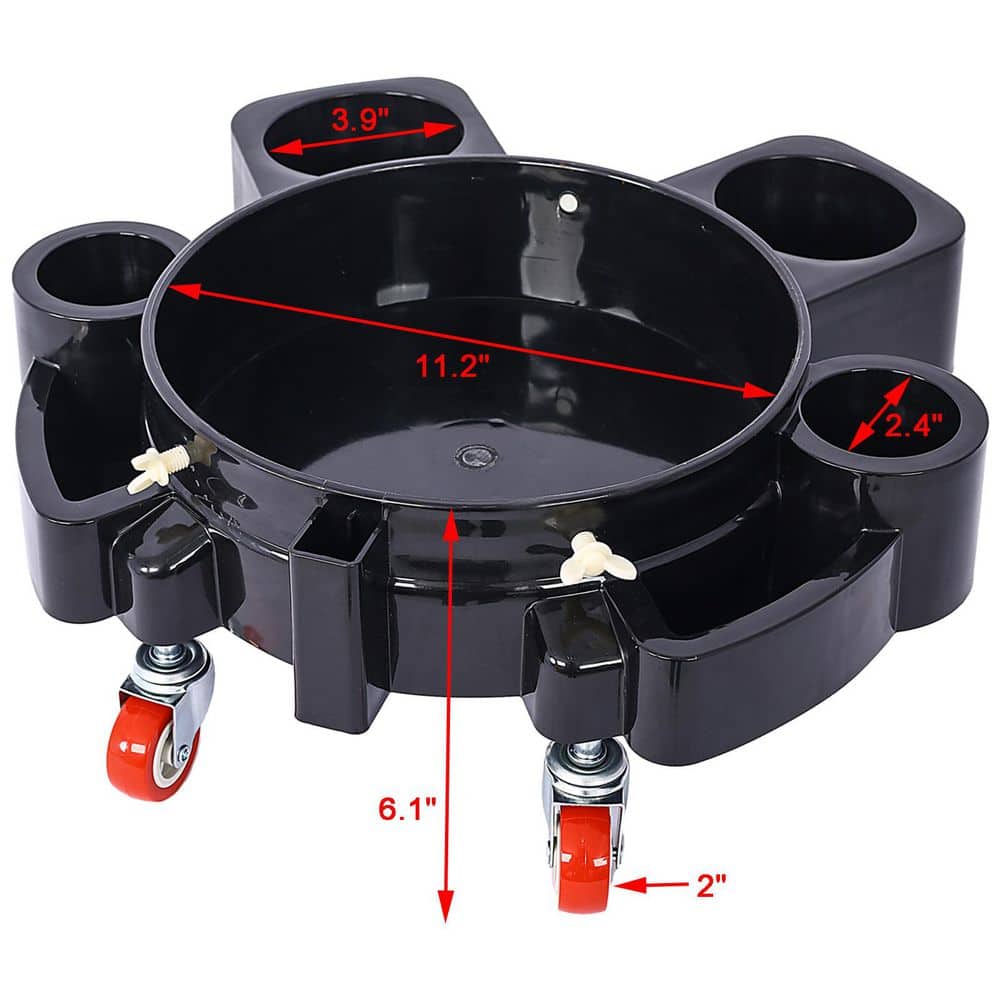 maocao hoom Bucket Dolly 5 Gallon Rolling Bucket Dolly with 5 Rolling Swivel Casters, Removable Bucket Dolly (2)