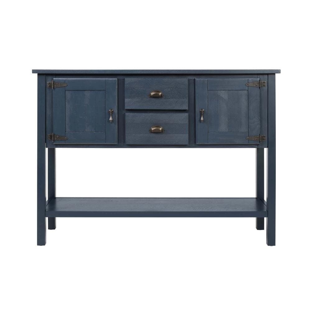 XUJMK 48 in W x 14 in D x 34 in H Linen Cabinet, Wood Sideboard Console Table in Navy Blue with 2 Drawers, Adjustable Shelves (1)