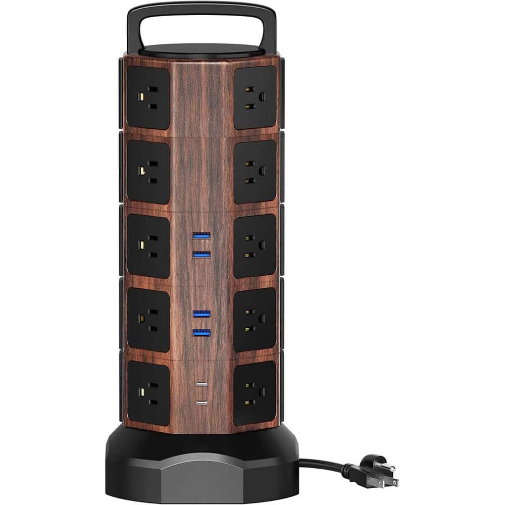 Yichuhaoxi Power Strip Tower Surge Protector 1050J 20 AC Outlets 6 USB Ports, 13A Desktop Electrical Charging Station, 6. 5ft (1)