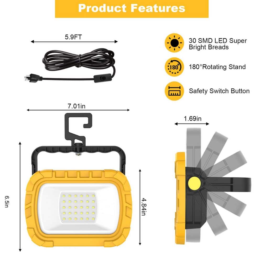 BeamBox 120-Volt 1100 Lumen 6500K LED Portable Flood Work Light (2-Pack) (3)