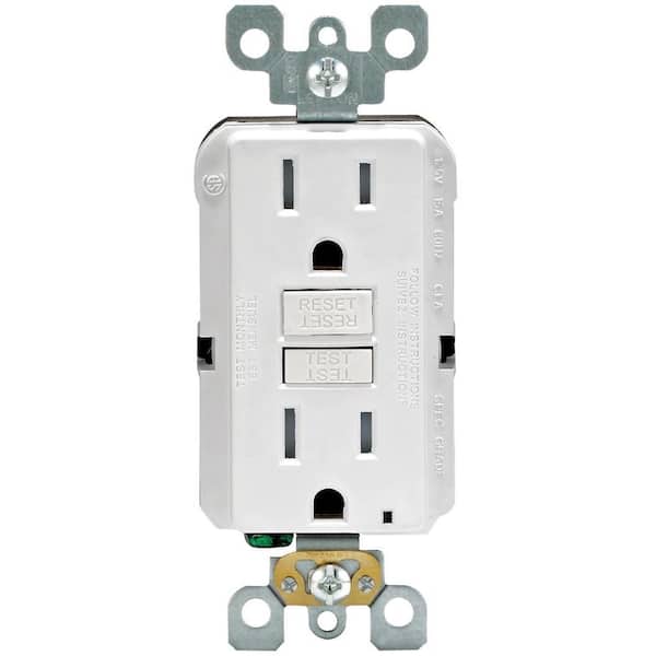 Leviton 15 Amp 125-Volt Duplex SmarTest Self-Test SmartlockPro Tamper Resistant GFCI Outlet, White GFTR1-KW (2)