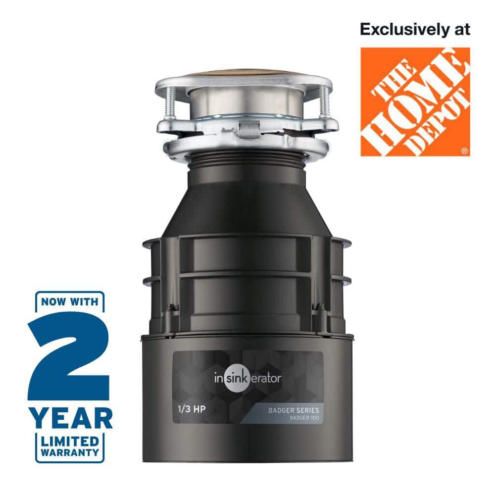 InSinkErator Badger 100, 1/3 HP Continuous Feed Kitchen Garbage Disposal, Badger Series