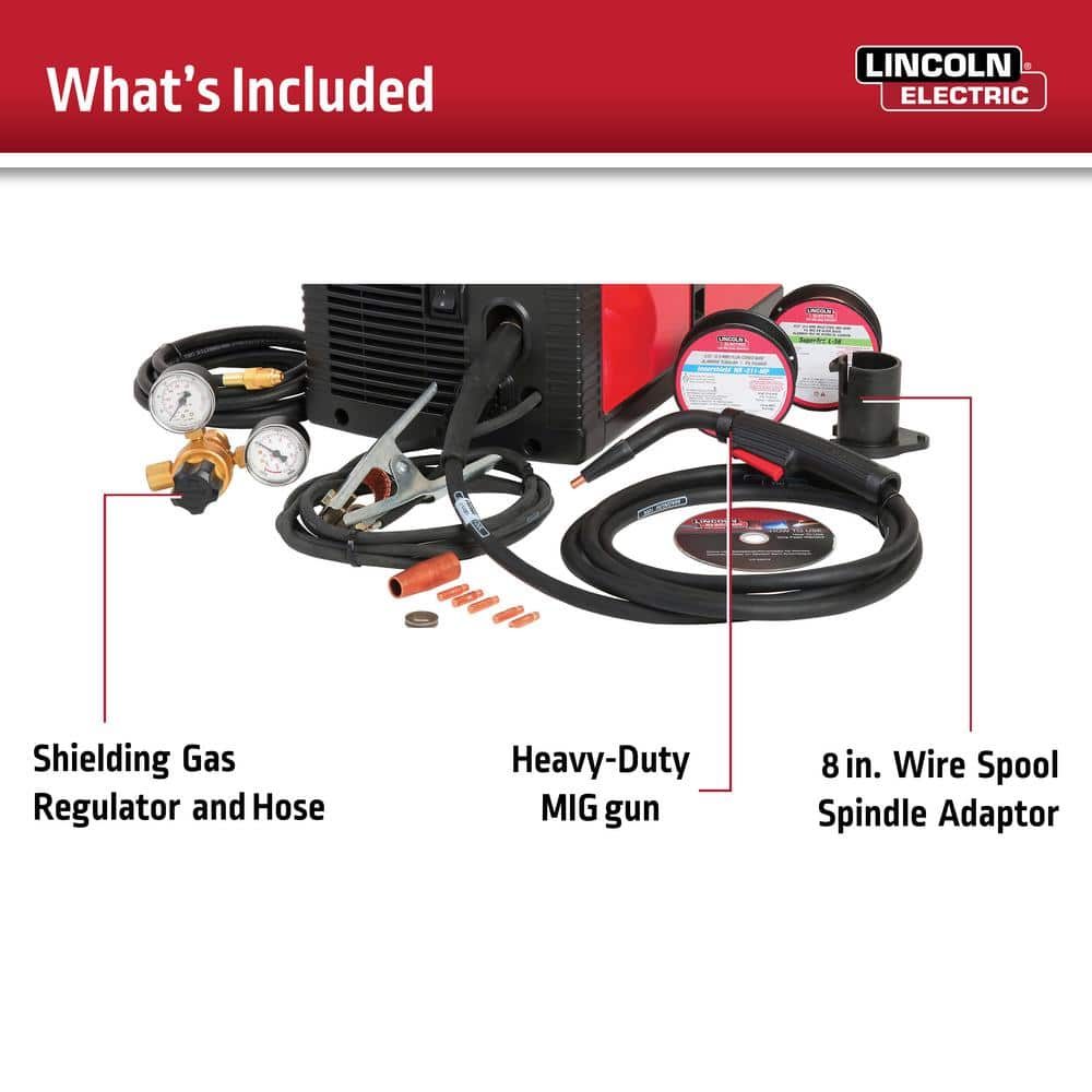 Lincoln Electric Weld-Pak 180 Amp MIG Flux-Core Wire Feed Welder, 230V, Aluminum Welder with Spool Gun sold separately (4)