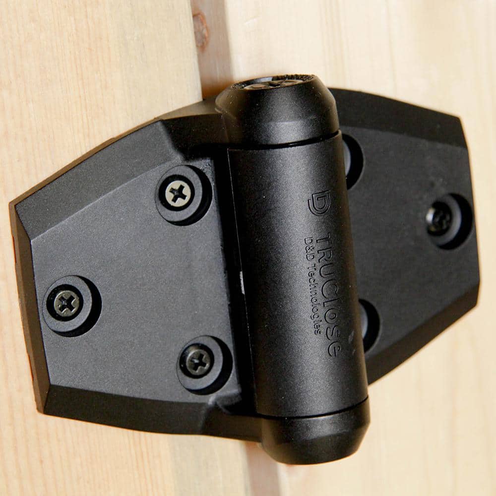 Tru-Close D&D 5-1/8 in. x 3-3/4 in. Black Self-Closing Vinyl and Wood Gate Hinge (2-Piece) (4)