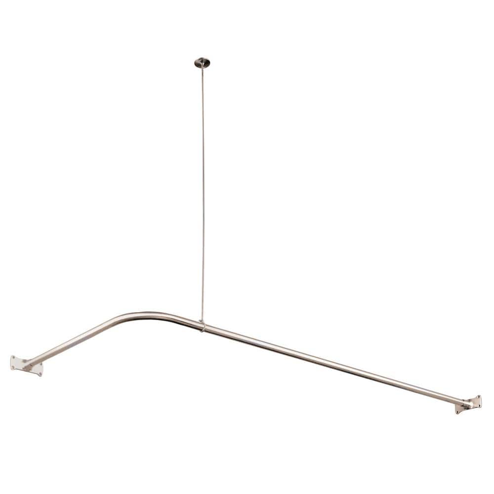 Kingston Brass Vintage 64 in. L-Shaped Shower Rod in Polished Nickel