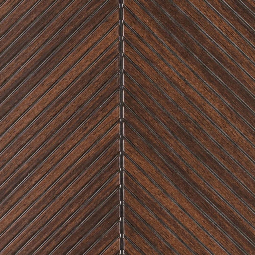 FROM PLAIN TO BEAUTIFUL IN HOURS Take Home Sample-Fan Leaf 1/4 in. Brown Glue-Up Foam Wood Slat Walls /Pack) (3)