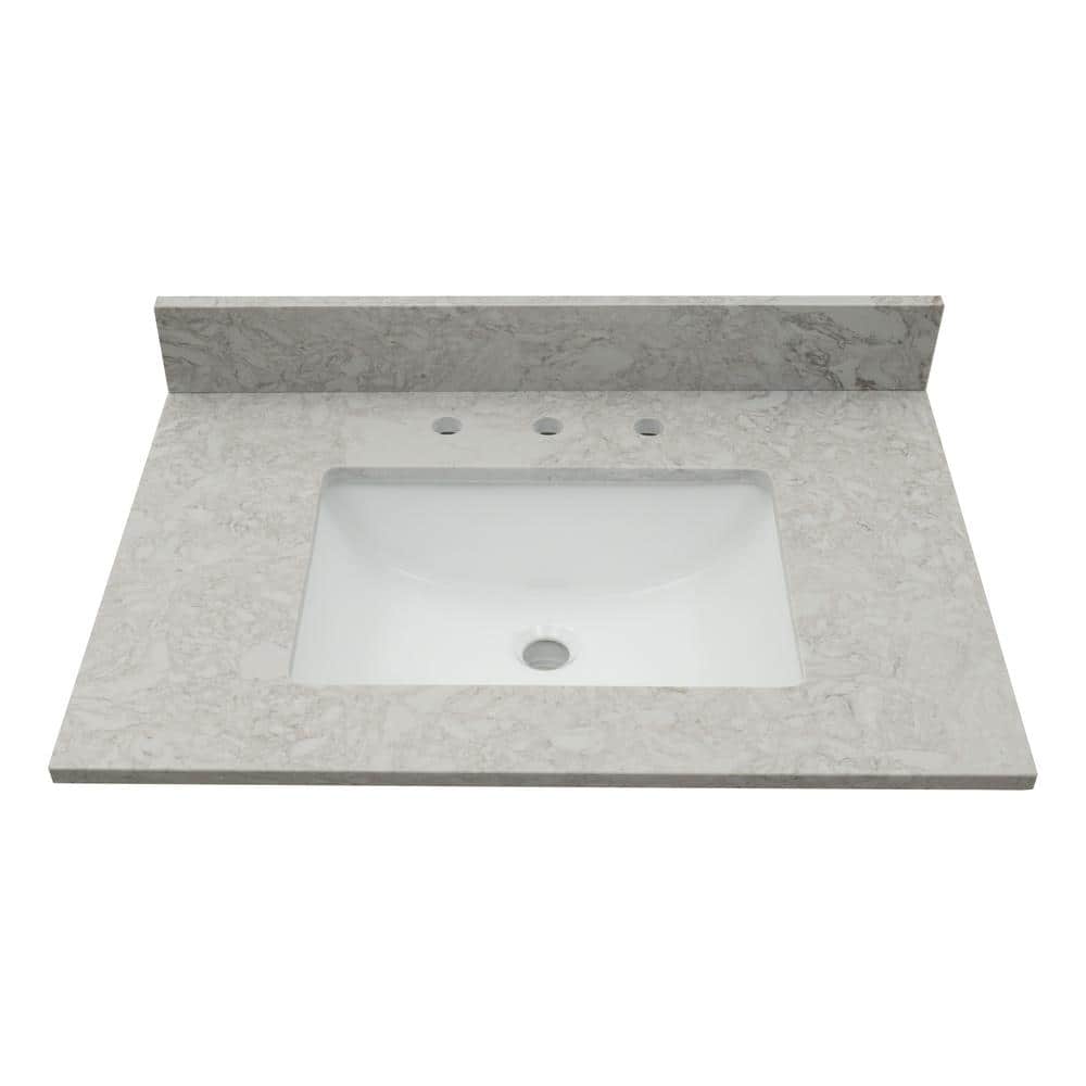 MSI Drifting Fog  31 in. x 22 in. Engineered Marble Vanity Top with White Rectangular Single Sink (1)