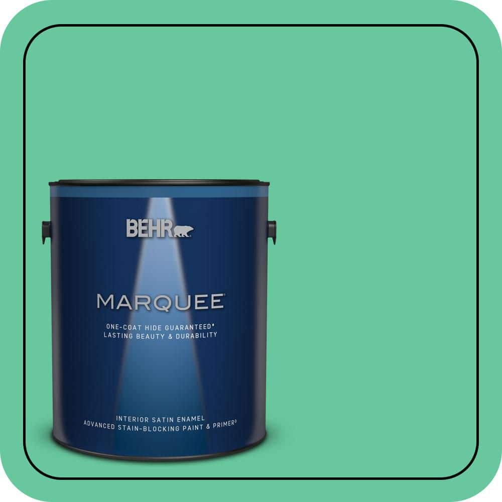 BEHR MARQUEE 1 gal. #470B-4 Intense Jade Satin Enamel Interior Paint & Primer