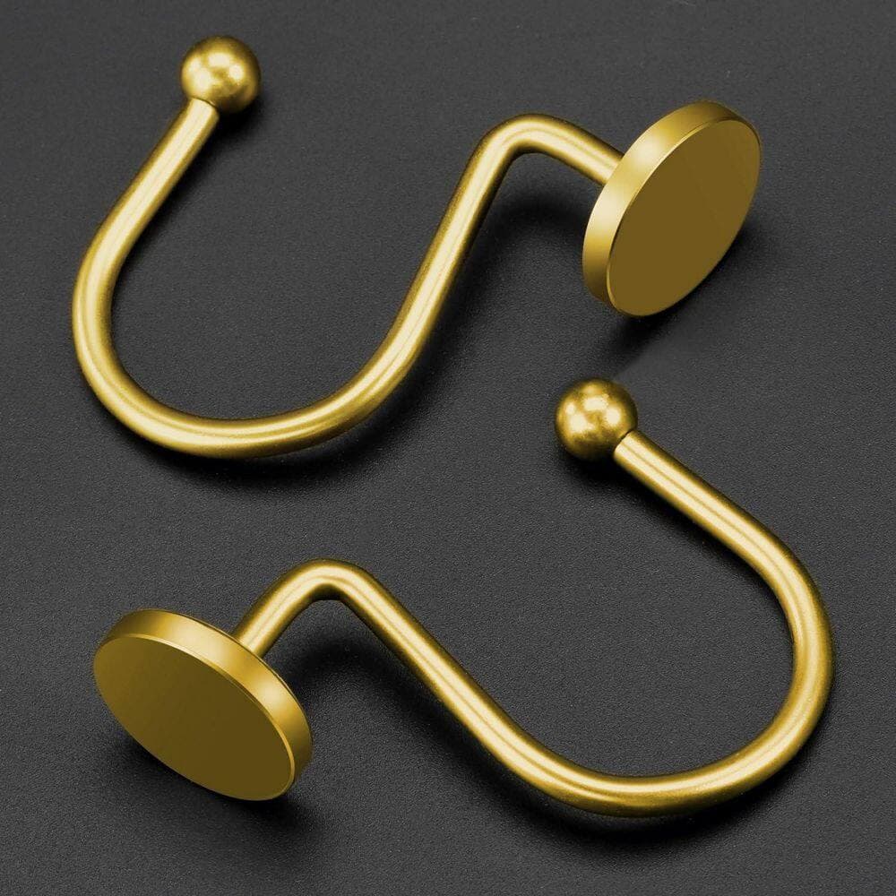 Wudkey Heavy Duty Stainless Steel Shower Curtain Hooks Modern Shower Curtain Hangers Set of 12, Round Heavy Duty Design in Gold (2)