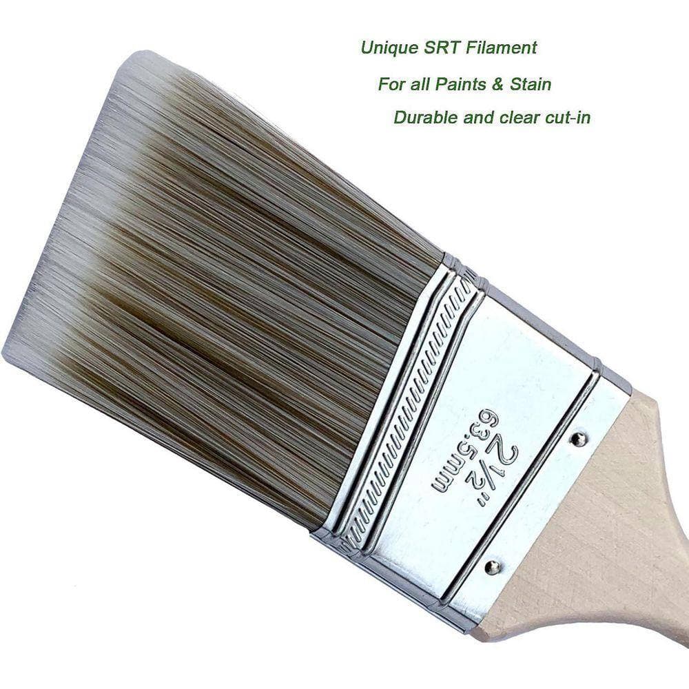 KIWDZFU 2 1/2 in. Angled Cut-in Trim Paint Brush Medium Size for Household Touch-ups and Wood Stain Application (3)