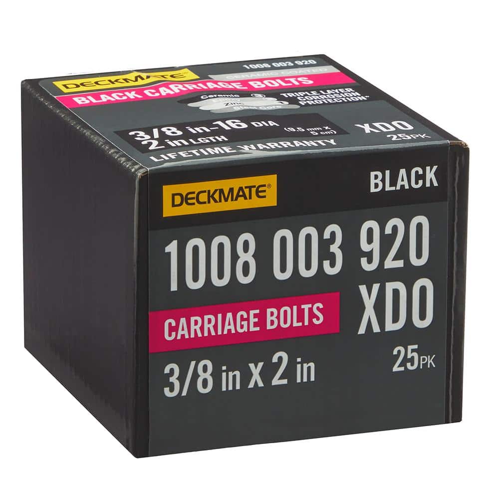 DECKMATE 3/8 in.-16 x 2 in. Black Deck Exterior Carriage Bolt (25-Pack) (1)