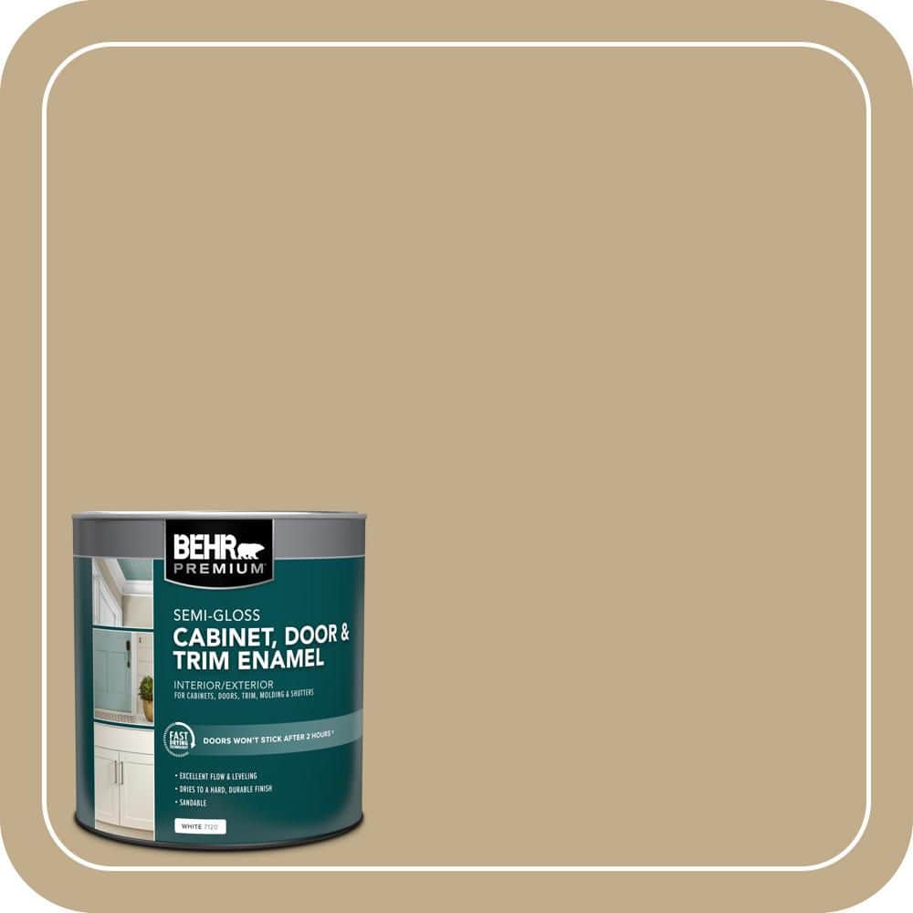 BEHR PREMIUM 1 qt. #PPU7-21 Woven Straw Semi-Gloss Enamel Interior/Exterior Cabinet, Door & Trim Paint