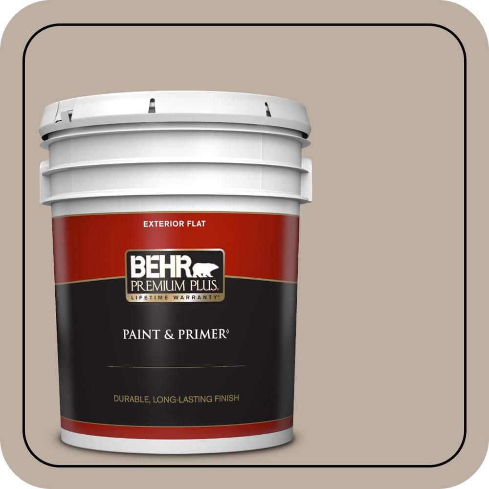 BEHR PREMIUM PLUS 5 gal. #N210-3 Barista Flat Exterior Paint & Primer
