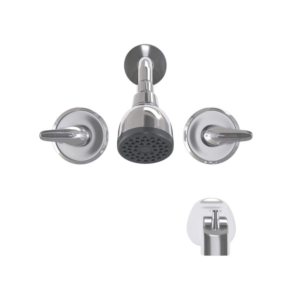 Glacier Bay Aragon Double Handle 1-Spray Tub and Shower Faucet 1.8 GPM in Chrome (Valve Included) (3)