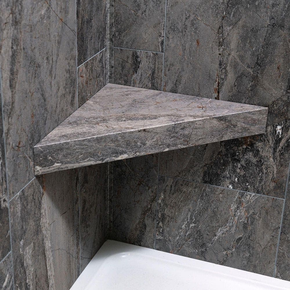 PALISADE 24.88 in. x 12.31 in. Vinyl Waterproof Walk in Corner Shower Seat in Spanish Marble (3)