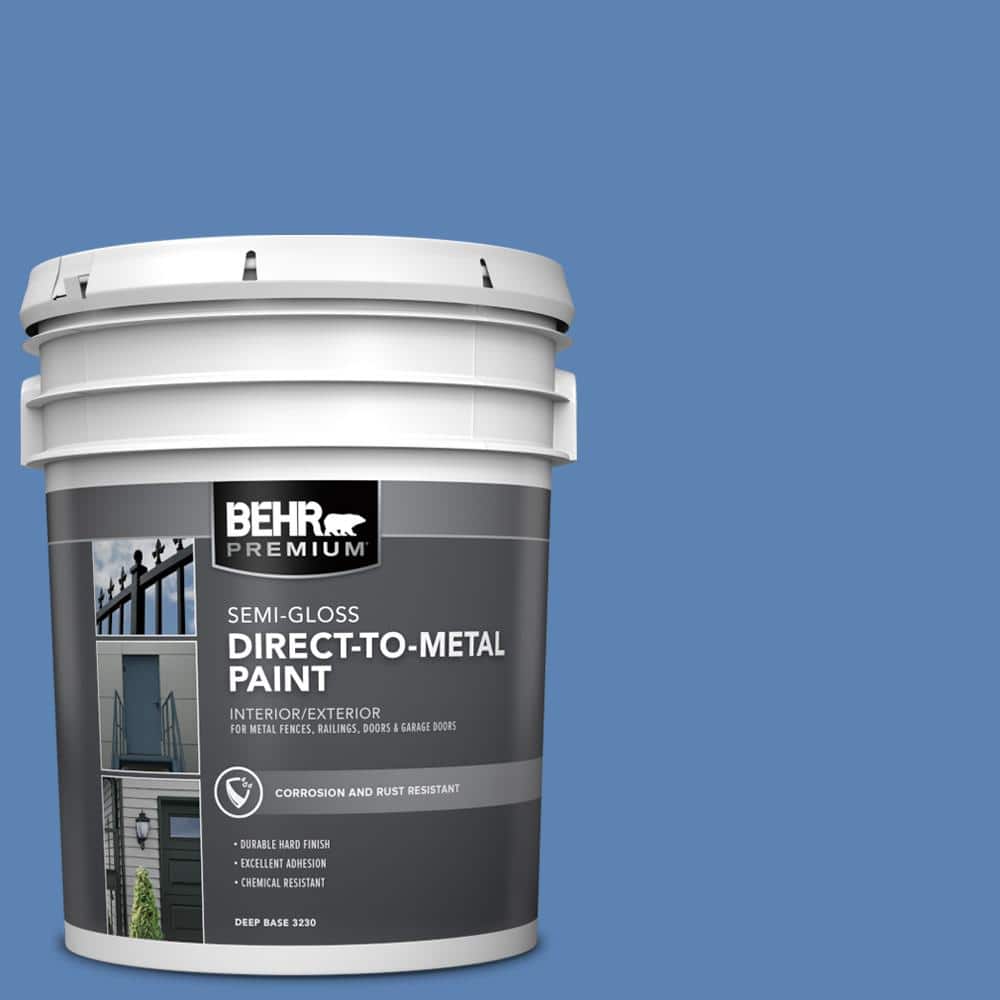 BEHR PREMIUM 5 gal. #PPU15-06 Neon Blue Semi-Gloss Direct to Metal Interior/Exterior Paint