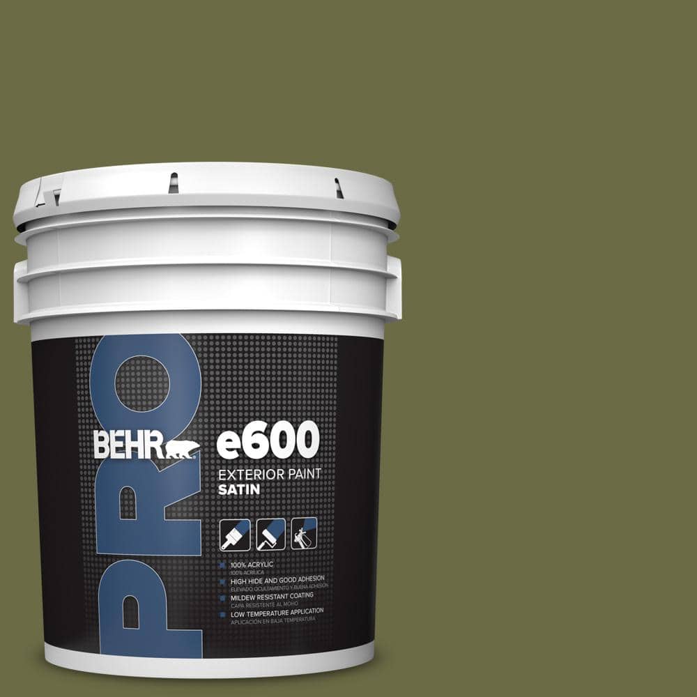 BEHR PRO 5 gal. #HDC-CL-20 Portsmouth Olive Satin Exterior Paint