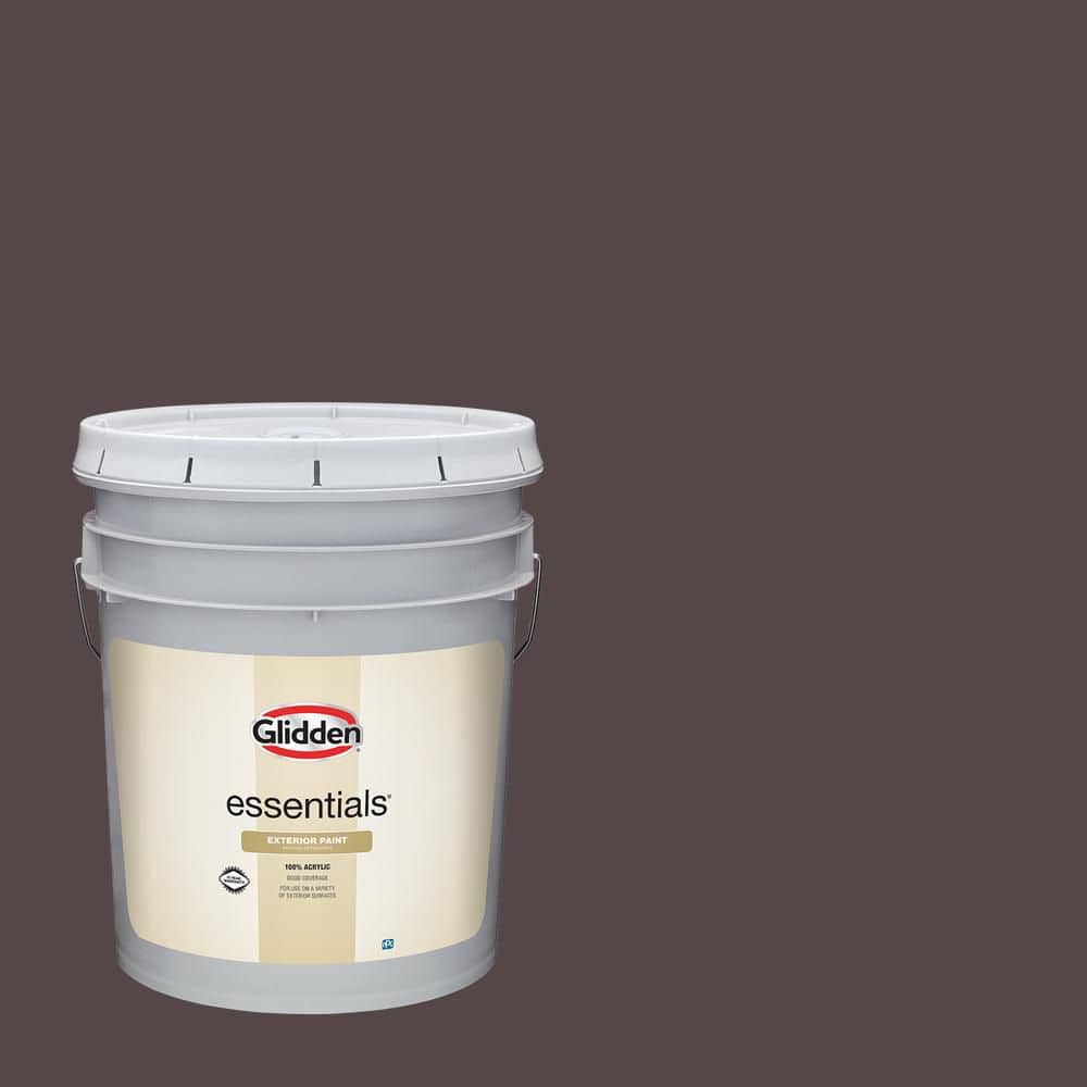 Glidden Essentials 5 gal. PPG1014-7 Black Walnut Semi-Gloss Exterior Paint