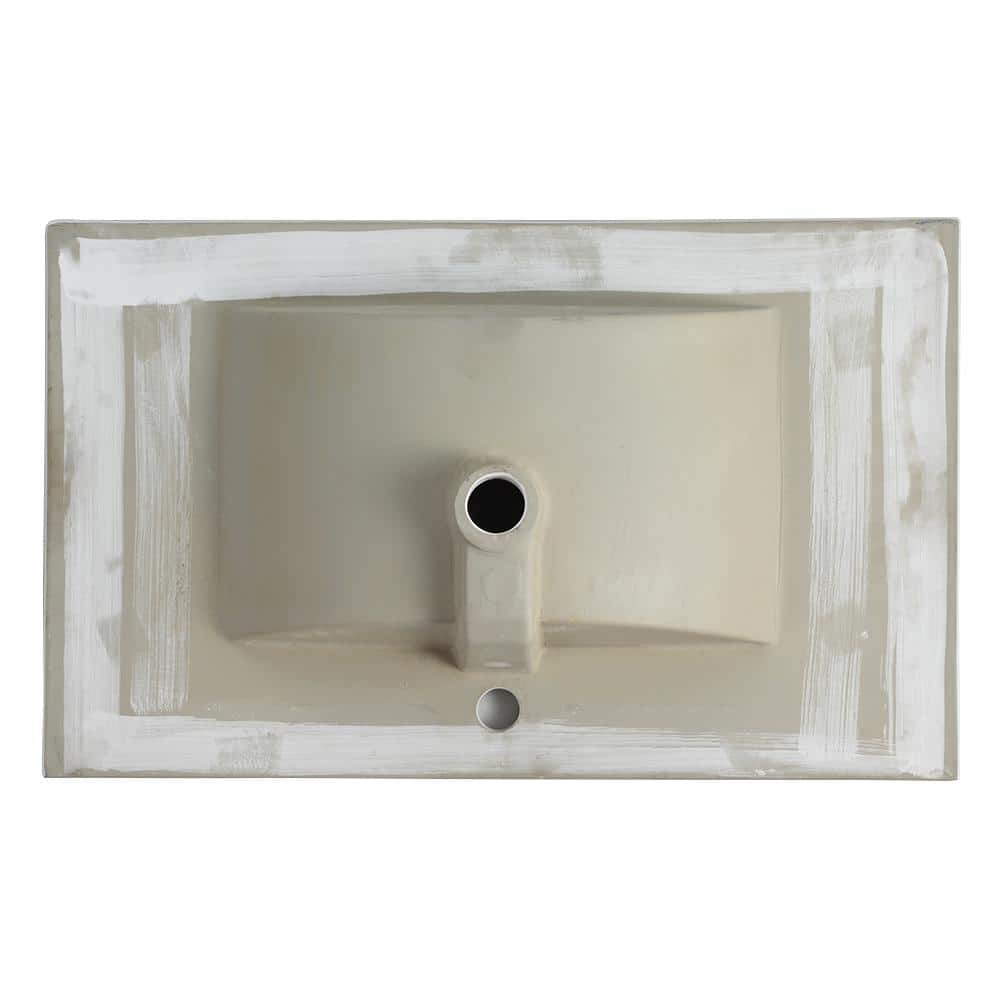 FUNKOL 29 in. Drop-in Ceramic Bathroom Sink in White with Faucet Hole and Drainage Hole (3)