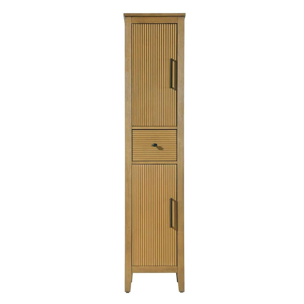 TIMELESS HOME 16 in. W x 18 in. D x 72 in. H Brown Freestanding Linen Cabinet in Honey Teak (1)