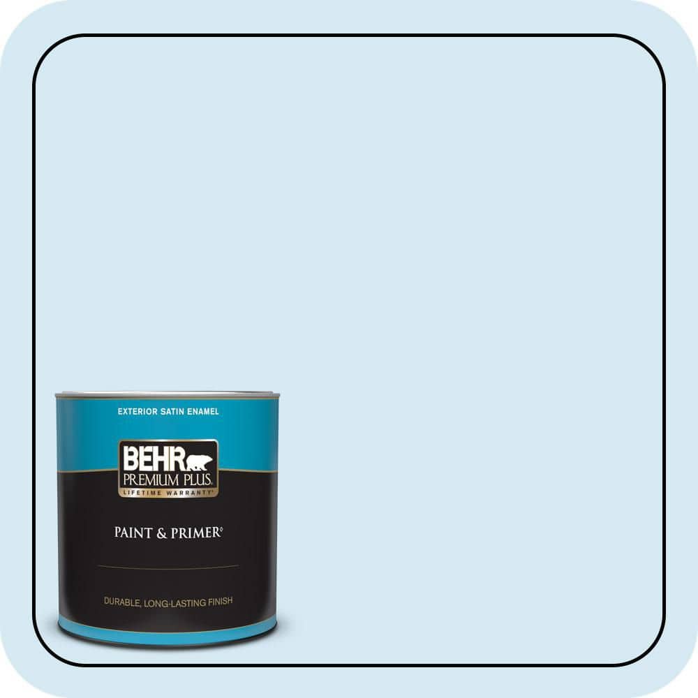 BEHR PREMIUM PLUS 1 qt. #P500-1 Spacious Skies Satin Enamel Exterior Paint & Primer