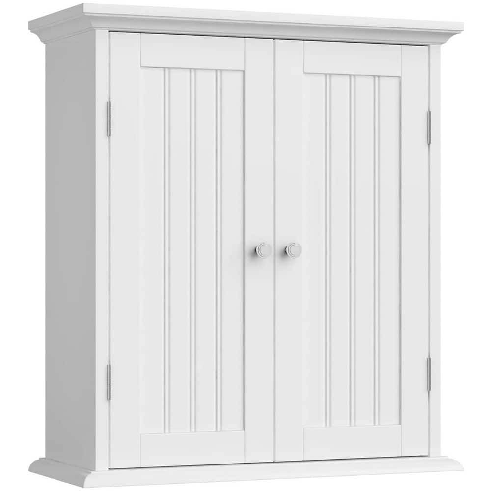 Dracelo 21.1 in. W x 8.8 in. D x 24 in. H White Bathroom Over The Toilet Wall Cabinet (2)