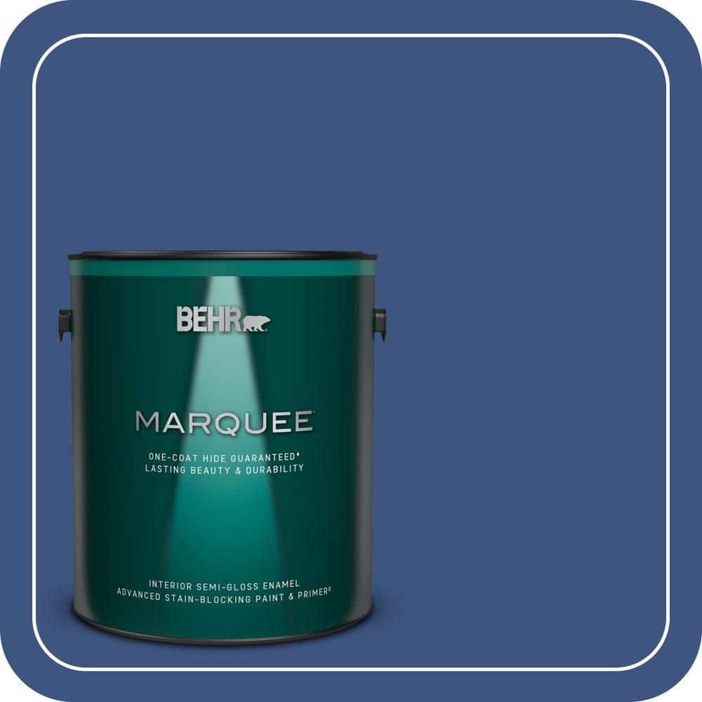 BEHR MARQUEE 1 gal. #S-G-600 Deep Azure Semi-Gloss Enamel Interior Paint & Primer