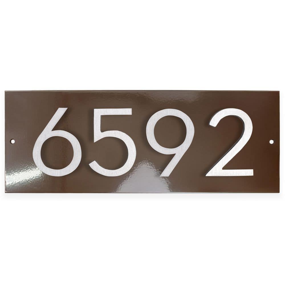 Montague Metal Products Horizontal Floating Modern Address Plaque (4 in. Numbers-4 Characters)-Roman Bronze/Brushed Aluminum (1)