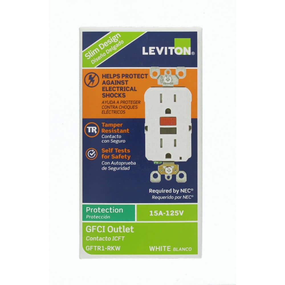 Leviton 15 Amp 125-Volt Self-Test Tamper Resistant GFCI Outlet, White (4-Pack) GFTR1-R4W (3)