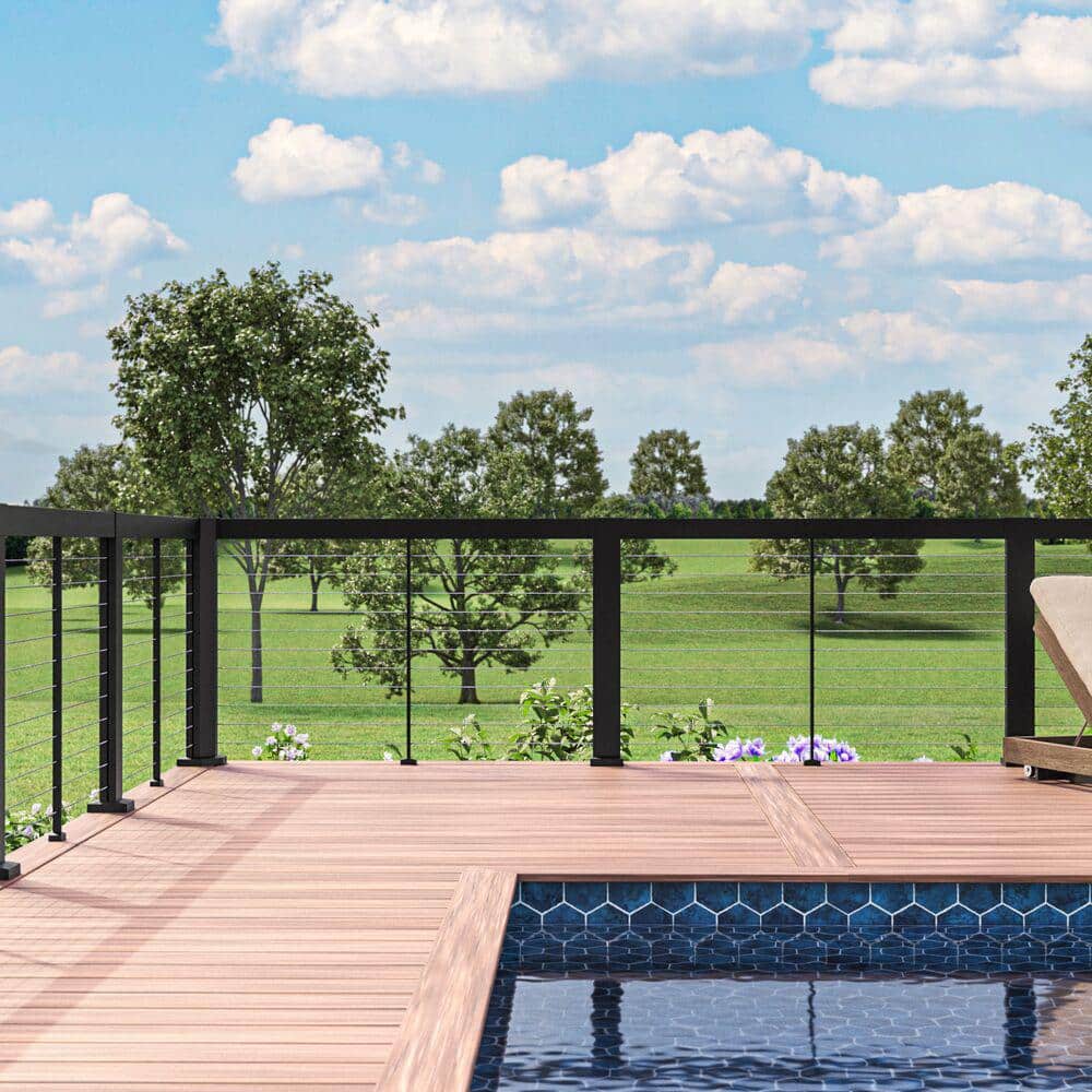 Barrette Outdoor Living Elevation Aluminum 2.29 in. x 3.31 in. x 5.73 ft. Matte Black Beam Kit for Cable Railing System (2)