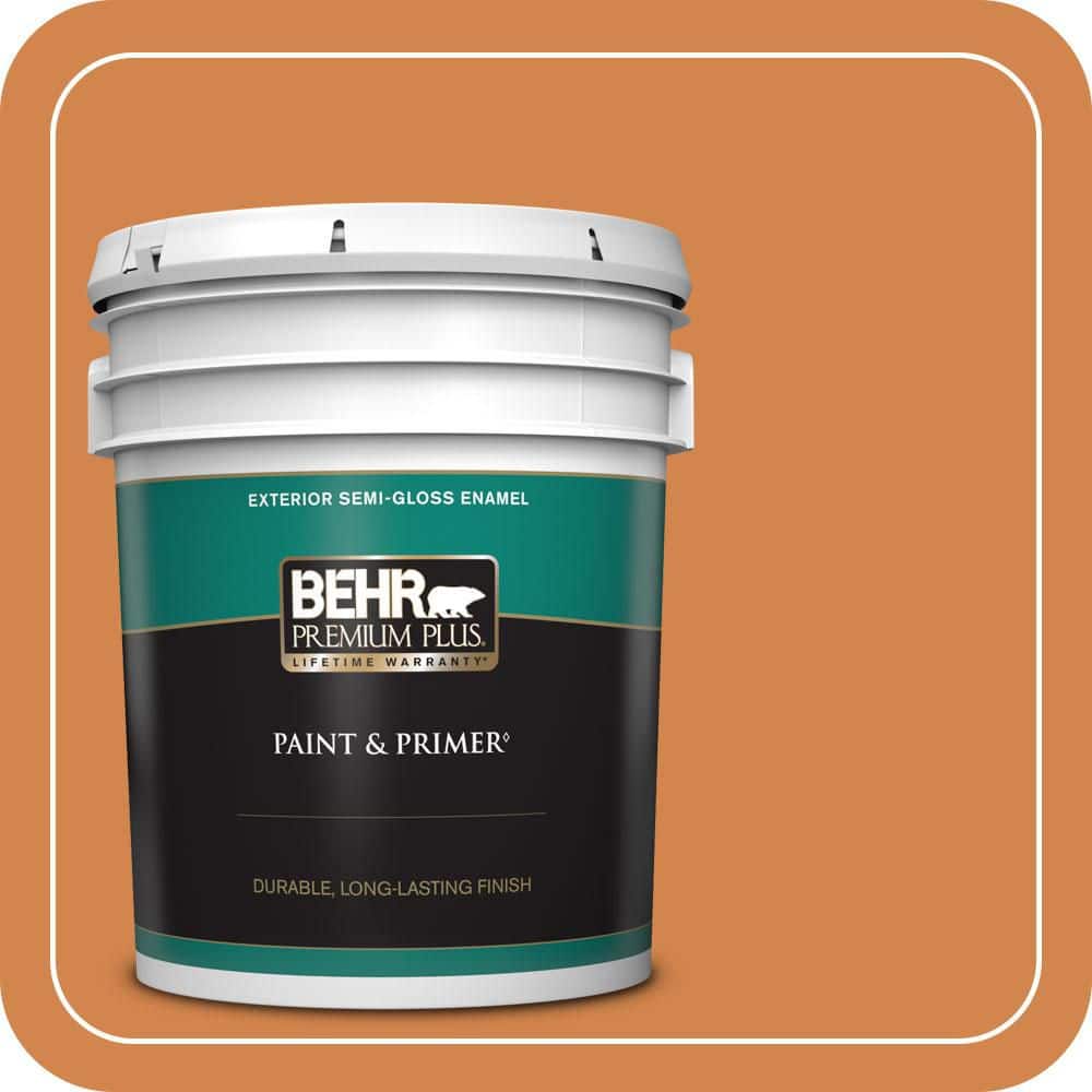 BEHR PREMIUM PLUS 5 gal. #PPU3-03 Flaming Torch Semi-Gloss Enamel Exterior Paint & Primer