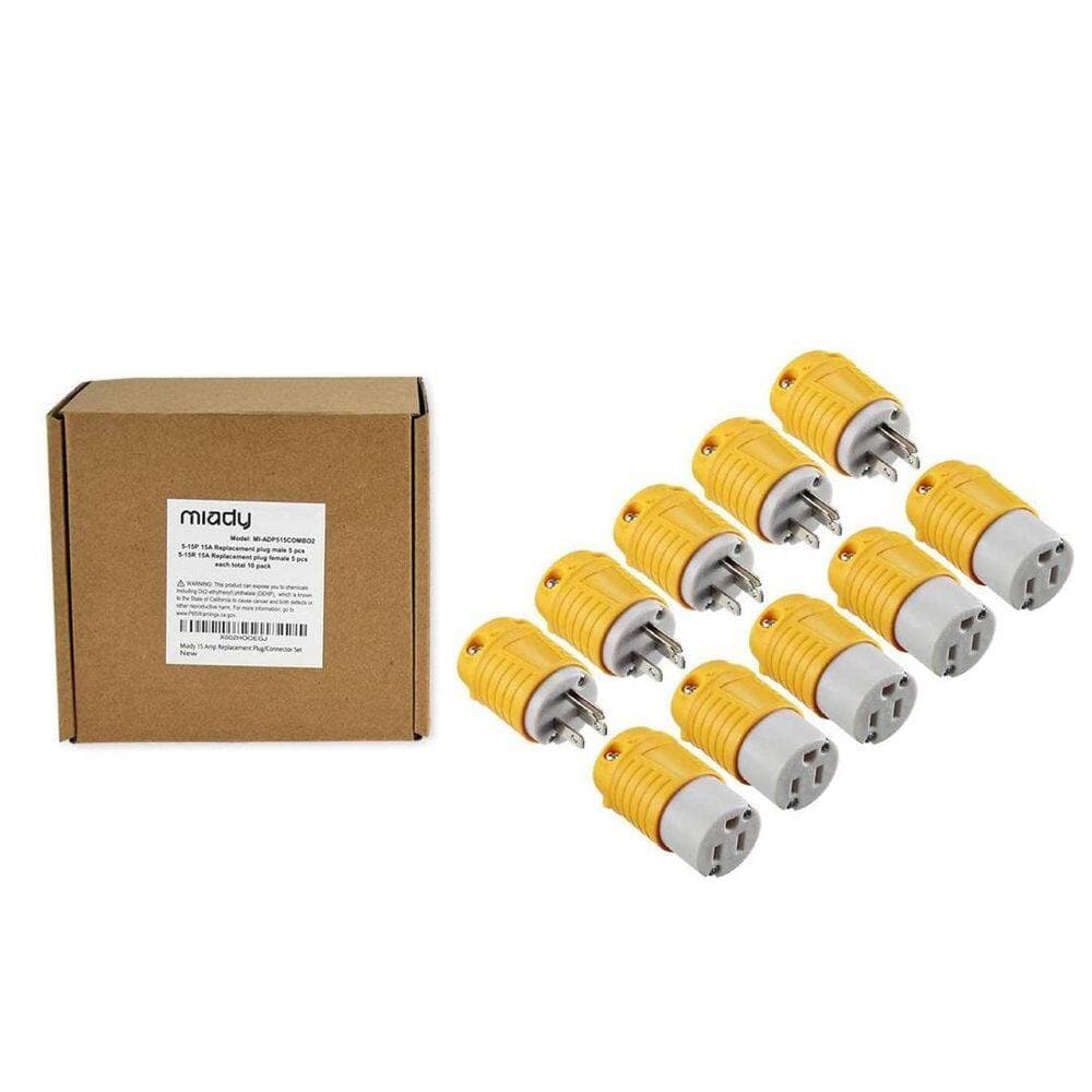 Lukyamzn 15 Amp 125 Volt Heavy Duty Replacement Plug amd Connector Set, 5-Pieces (2)